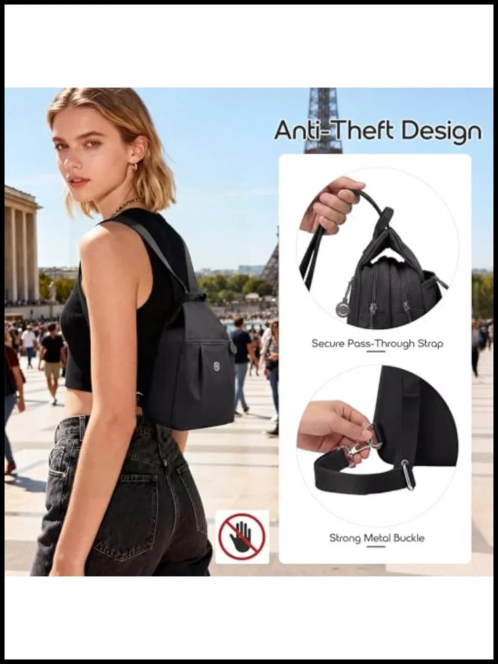 3 in 1 Convertible Anti Theft Backpack Crossbody Sling Bag for Women Travel